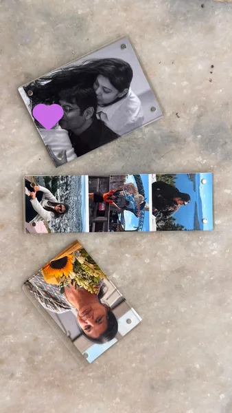 Acrylic photo keepsakes and photo-strip bookmark