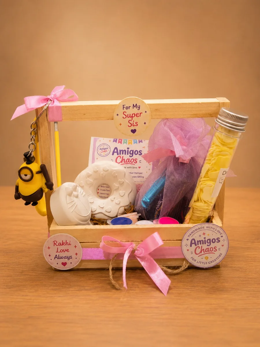DIY painting crate with figurines and paints